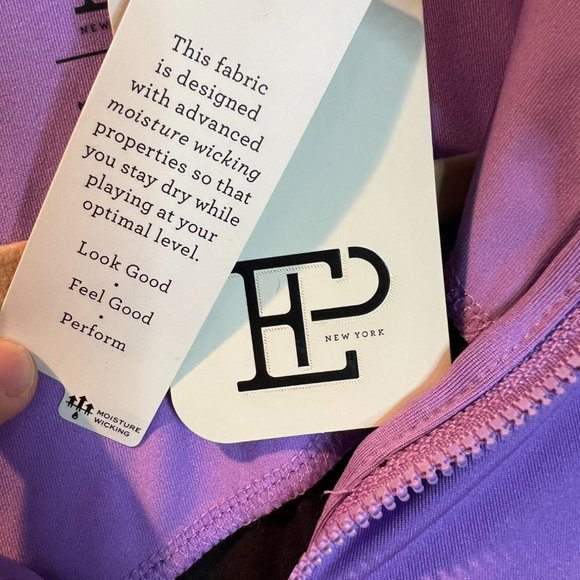 EP Pro NY Cap Sleeve Mesh‎ Overlay Contrast Trim Zip Mock Women's Golf Polo - Picture 9 of 12